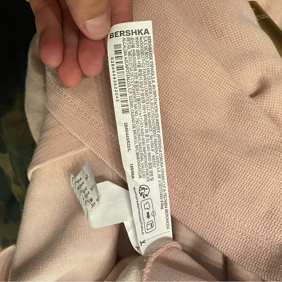 BERSHKA mens pink loose fit tshirt ribbed - Picture 5 of 9